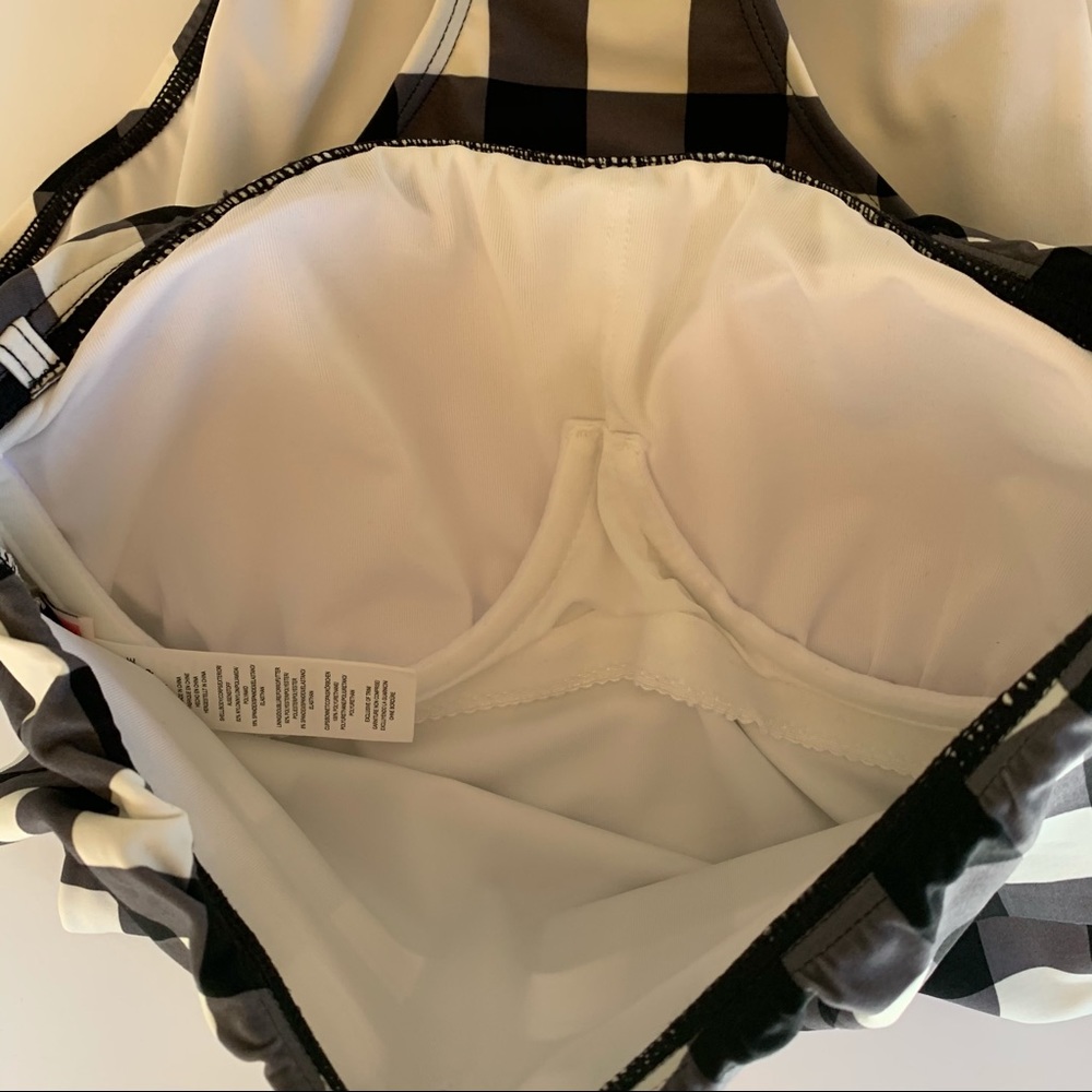 Kate Spade Ruffle Plaid Bandeau Underwire One Piece Swimsuit Size Small - Picture 8 of 12